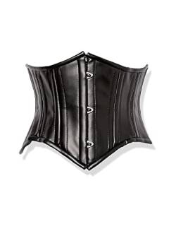 Daisy corsets Damen Obere Schublade, schwarzes Kunstleder, doppelter Stahlstäbchen, kurviger Schnitt Korsett, Large von Daisy Corsets