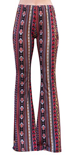 Daisy Del Sol Hohe Taille, bequem, Stretch, Boho, 70er-Jahre, Glockenunterteil, passend für Flare Lounge Yogahosen, rot / gelb, Mittel von Daisy Del Sol