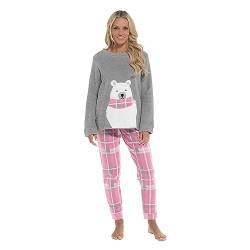 Daisy Dreamer Kuscheliges Fleece-Pyjama-Set für Damen, Loungewear, Pyjama, warmes, weiches Fleece, eisbär, 38 von Daisy Dreamer