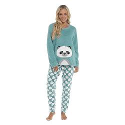 Daisy Dreamer Kuscheliges Fleece-Pyjama-Set für Damen, Loungewear, Pyjama, warmes, weiches Fleece, panda, 42 von Daisy Dreamer