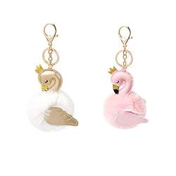 Flamingo-Taschenanhänger，Daity Flamingo Anhänger Schlüsselanhänger Auto Tasche Schlüssel Deko für Frauen von Daity