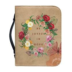 Dajingkj Bibelhülle Damen Bible Covers Mit Reißverschluss für Frauen Blumen Leder Bibelhülle XXL Groß Bibeltasche Bibel Buchumschlag Tasche Bibel Buch Kirche Henkeltaschen von Dajingkj