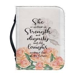 Dajingkj Bibelhülle Damen Bible Covers Mit Reißverschluss für Frauen Blumen Leder Bibelhülle XXL Groß Bibeltasche Bibel Buchumschlag Tasche Bibel Buch Kirche Henkeltaschen von Dajingkj