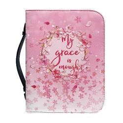 Dajingkj Bibelhülle Rosa Mit Reißverschluss Damen Bible Covers für Mädchen Blumen Leder Bibelhülle Klein Bibeltasche Bibel Buchumschlag Tasche Bibel Buch Kirche Henkeltaschen von Dajingkj