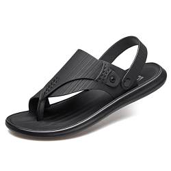 Dajingkj Flip Flops Herren Zehentrenner Mode Leder Hausschuhe Schwarze Strand Sports Sandalen Sommerschuhe Herren surfen Outdoor Sandalen Flip Flops Dual Purpose von Dajingkj