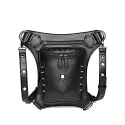 Dajingkj Steampunk Totenkopf Hüfttasche Motorrad Beintasche Messenger Bag Gothic Reisetasche Bein Hüftholster Geldbörse für Damen Herren, Schwarze Nieten 045, Einheitsgröße, Modisch von Dajingkj