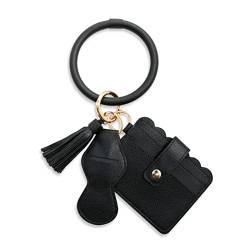 Dajingkj Wristlet Keychain Bracelet Wallet with Lipstick Holder for Women Girls Multifunctional Key Rings Bangle Card Holder, Schwarz , 36 von Dajingkj