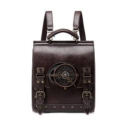 Rucksack Damen Klein Steampunk Accessoires Persönlichkeit Reiserucksack Wasserdichte Daypack PU-Leder Damen Kleinen Retro Rucksack Mädchen Schultaschen Handtasche von Dajingkj