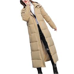 Daunenjacke Damen Warme Daunenmantel Elegant Verdickt Steppjacke mit Kapuze Puffer Winterjacke Weiche Elegant Wintermantel Lang Outdoor Mantel Leichte Casual Kuschelig Steppmantel Black Friday von Dajowake