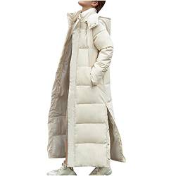 Daunenjacke Damen Warme Daunenmantel Elegant Verdickt Steppjacke mit Kapuze Puffer Winterjacke Weiche Elegant Wintermantel Lang Outdoor Mantel Leichte Casual Kuschelig Steppmantel Black Friday von Dajowake