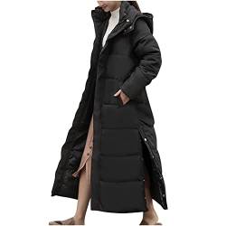 Daunenjacke Damen Warme Daunenmantel Elegant Verdickt Steppjacke mit Kapuze Puffer Winterjacke Weiche Elegant Wintermantel Lang Outdoor Mantel Leichte Casual Kuschelig Steppmantel Black Friday von Dajowake