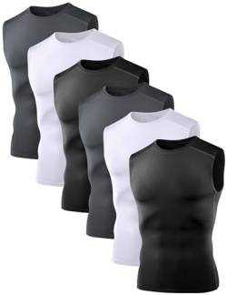 Dalavch 6er-Pack ärmellose Kompressionsshirts für Sprots Athletic Workout Tank Top für Herren, 2 x Schwarz, 2 x Grau, 2 x Weiß, L von Dalavch