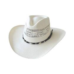 Dallas Hats Strohhut Cowboyhut PHI 2 Creme weiß mit Lederhutband (56) von Dallas Hats