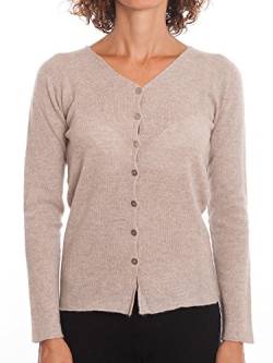 Dalle Piane Cashmere - Cardigan 100% Kaschmir, Made in Italy - Damen; Farbe: Beige, Größe: L von Dalle Piane Cashmere