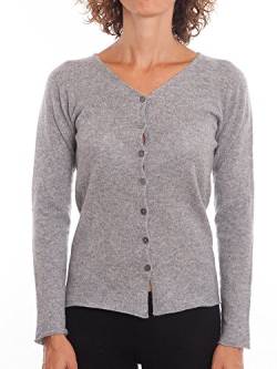 Dalle Piane Cashmere - Cardigan 100% Kaschmir, Made in Italy - Damen; Farbe: Grau, Größe: L von Dalle Piane Cashmere