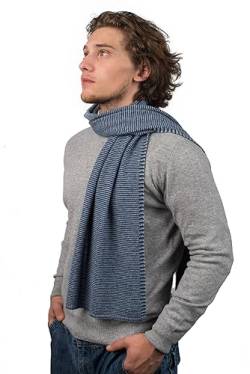 Dalle Piane Cashmere - Gestreifter Schal aus 100% Kaschmir - für Mann, Farbe: Blau, Einheitsgröße von Dalle Piane Cashmere