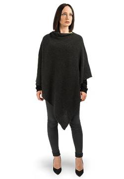 Dalle Piane Cashmere - Poncho aus 100% Kaschmir - Made in Italy - für Frau, Farbe: Anthrazit, Einheitsgröße von Dalle Piane Cashmere