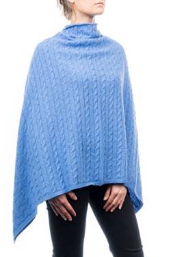 Dalle Piane Cashmere - Poncho mit Zopf aus Kaschmir-Gemisch - für Damen, Farbe: Himmel, Einheitsgröße von Dalle Piane Cashmere