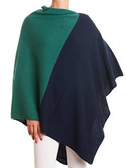 Dalle Piane Cashmere - Poncho zweifarbig zu 100% aus Kaschmir - für Damen, Farbe: Blau, Einheitsgröße von Dalle Piane Cashmere