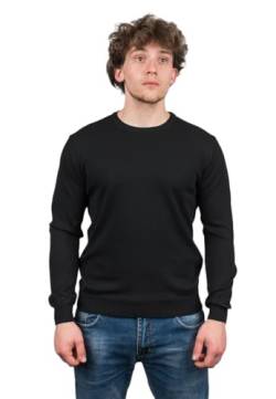 Dalle Piane Cashmere - Rundhals 100% Baumwolle, Made in Italy - Herren, Farbe: Schwarz, Größe: 3XL von Dalle Piane Cashmere