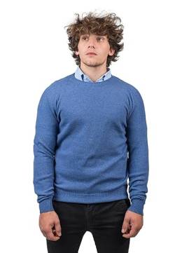 Dalle Piane Cashmere - Rundhalsausschnitt aus 100% regeneriertem Kaschmir - Made in Italy - Herren, Farbe: Hellblau, Größe: XXL von Dalle Piane Cashmere