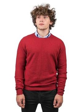 Dalle Piane Cashmere - Rundhalsausschnitt aus 100% regeneriertem Kaschmir - Made in Italy - Herren, Farbe: Rot, Größe: L von Dalle Piane Cashmere