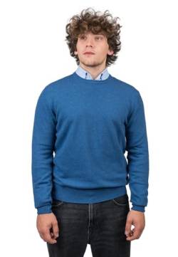 Dalle Piane Cashmere - Rundhalsausschnitt aus gemischtem Kaschmir, Made in Italy - Herren, Farbe: Blu Royal, Größe: L von Dalle Piane Cashmere