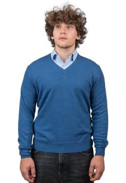 Dalle Piane Cashmere - V-Ausschnitt aus gemischtem Kaschmir, Made in Italy - Herren, Farbe: Blu Royal, Größe: M von Dalle Piane Cashmere