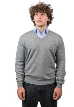 Dalle Piane Cashmere - V-Ausschnitt aus gemischtem Kaschmir, Made in Italy - Herren, Farbe: Grau, Größe: XL von Dalle Piane Cashmere