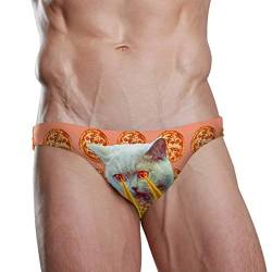 Badehose Bikini Pizza Addict Katze mit Laser Strand Athletic Bademode Slip Gr. S 7-9, mehrfarbig von Dallonan