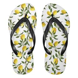 Dallonan Flip Flops Zitronen und Blumen Sommer Unisex Zehensandalen Strand Sandalen, Zitronen und Blumen, Small von Dallonan