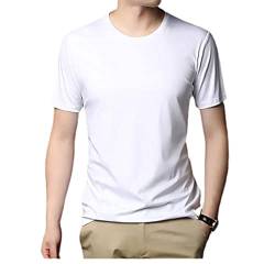 T-Shirt Print Shirt Baumwolle Kurzarm,Basic T-Shirt Unterhemd,Herren Mercerisierte Baumwolle Kurzarm, Freizeit T-Shirt-Weiß B_M von Damaioness
