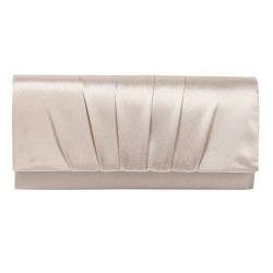 Damara Damen-Clutch, Satin, plissiert, Hochzeit, Braut, Abschlussball, Abendtasche, champagnerfarben, Large von Damara