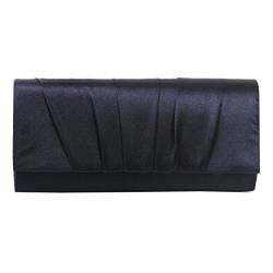 Damara Damen-Clutch, Satin, plissiert, für Hochzeit, Braut, Abschlussball, Abend-Handtasche, marineblau, Large von Damara