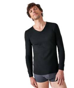 Damart Herren Haut Col V Maille Interlock Thermolactyl Degré 3 Thermounterwäsche-Oberteil, Schwarz, XL von Damart