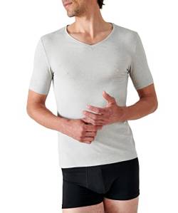 Damart Herren Kurzarm-Shirt mit V-Ausschnitt, Wärmegrad Medium 3. Thermounterwäsche-Oberteil, Grau Meliert, XS von Damart