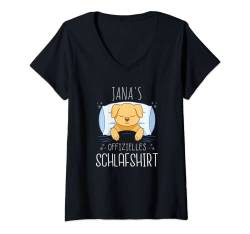 Damen Offizielles Schlafshirt Hund Personalisiert Jana T-Shirt mit V-Ausschnitt von Damen Namen Vorname Shirt Geschenk Personalisierte