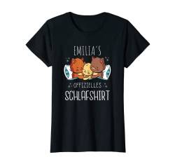 Offizielles Schlafshirt Katze Personalisiert Name Emilia T-Shirt von Damen Personalisierte Namen Shirt Vorname Geschenk