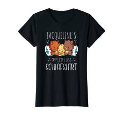 Offizielles Schlafshirt Katze Personalisiert Name Jacqueline T-Shirt von Damen Personalisierte Namen Shirt Vorname Geschenk