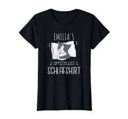 Offizielles Schlafshirt Katze Personalisiert Name Emilia T-Shirt von Damen Vorname Geschenk Personalisierte Namen Shirt