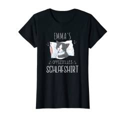 Offizielles Schlafshirt Katze Personalisiert Name Emma T-Shirt von Damen Vorname Geschenk Personalisierte Namen Shirt