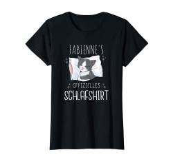 Offizielles Schlafshirt Katze Personalisiert Name Fabienne T-Shirt von Damen Vorname Geschenk Personalisierte Namen Shirt