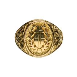 Damiata Gioielli Herrenring Wappen aus Gelbgold handgraviert 5104/5/102, Goldfarben, Kein Edelstein von Damiata Gioielli