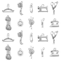 DanLingJewelry 100 Stück 10 Stile Nähen Charms Kollektion Schere Garn Clew Knopf Charms Anhänger Zubehör Erkenntnisse für DIY Halskette Armband von DanLingJewelry