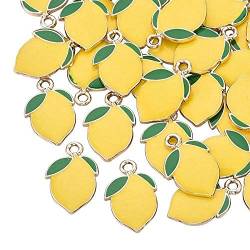 DanLingJewelry 100 Stück gelbe Legierung Emaille Charms Zitrone Frucht Charms Anhänger für Armbänder Schmuckherstellung von DanLingJewelry