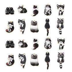 DanLingJewelry 20Pcs Mixed Styles Schwarze Katze Emaille Charms Schöne Tier Haustier Charms Emaille Dangle Charms für Schmuck DIY Making Crafts von DanLingJewelry