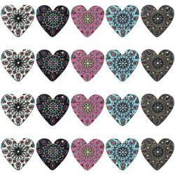 DanLingJewelry 30 Stück 5 Stile Holzherz-Anhänger Valentinstag süße Herzform Charms für Ohrringe Schmuckherstellung von DanLingJewelry