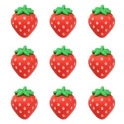DanLingJewelry 50 Stück Erdbeer-Perlen ohne Loch, flache Rückseite, Harz, rote Erdbeere, Cabochons, Obstperlen für Handyhüllen, Schmuckdekoration von DanLingJewelry