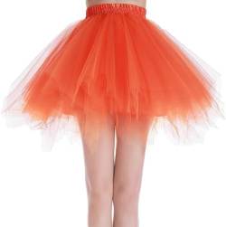 Dancina Damen Petticoat 50er Jahre Retro Tutu Tüllrock Normale und Große Größen, Orange, Gr. 42-46 von Dancina