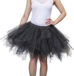 Dancina Damen Petticoat 50er Jahre Retro Tutu Tüllrock Normale und Große Größen, Schwarz, Gr. 42-46 von Dancina